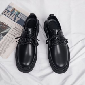 (image for) Spring and Autumn Leather Shoes Men's Trendy Round Toe British Style Black Low-top Casual Small Leather Shoes ZH88831 Special Batch 95