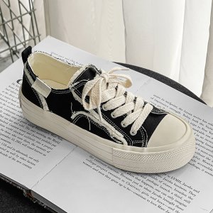 (image for) B218-1744-P56 trendy low-cut casual thick-soled canvas shoes for men 2023 new style