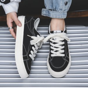 (image for) x3023-p115 new sneakers, flat canvas shoes, men's all-match white shoes, Korean style student lace-up couple style