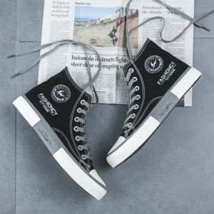 (image for) S1350P45 Hong Kong style trendy casual shoes Korean style personalized student high-top sneakers spring new high-top canvas shoes