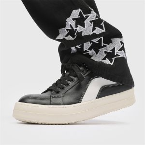 (image for) Niche retro thick-soled spliced ​​black and white lace men's all-match sneakers B253-2601-P135